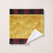 Goldfolie mit Flanell rot und schwarz Buffalo Kari Badhandtuch Set (Waschlappen)