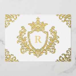 Goldfolie Mittelalterliches Wappen Monogramm Initi Folieneinladung