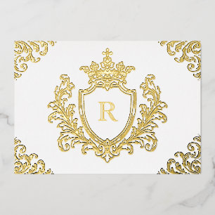 Goldfolie Mittelalterliches Wappen Monogramm Initi Folieneinladung