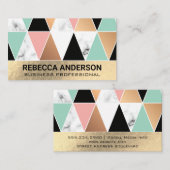 Goldfolie | Modern geometrisches Muster Marmor Visitenkarte (Vorne/Hinten)