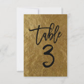 Goldfolie moderne Schrift Tischnummer 3 (Rückseite)