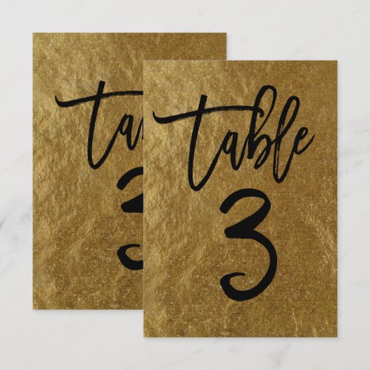 Goldfolie moderne Schrift Tischnummer 3 (Vorne/Hinten)
