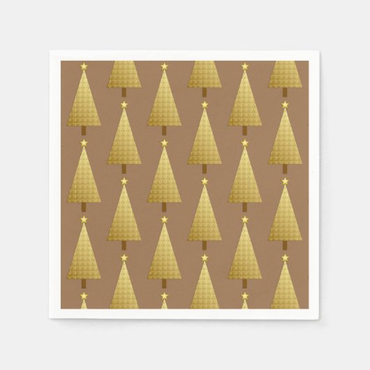 Goldfolie Moderner Weihnachtsbaum Papier Napkins Serviette (Vorderseite)