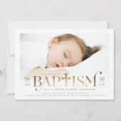 Goldfolie Modernes, feines Cross-Stilvolles Taufe- Einladung (Vorderseite)