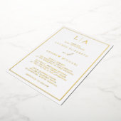 Goldfolie Monogram Border Minimalistisch Wedding Folieneinladung (Gedreht)