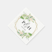 Goldfolie Monogram Geometric Greenerity Wedding Serviette (Ecke)