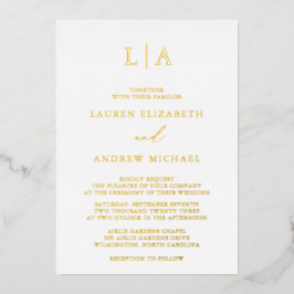 Goldfolie Monogram Minimalistisch Hochzeitsfolie Folieneinladung