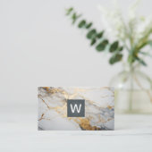 Goldfolie | Monogramm Classic Visitenkarte (Stehend Vorderseite)