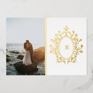 Goldfolie-Monogramm-Foto-Hochzeits-Einladung Folien Feiertagskarte