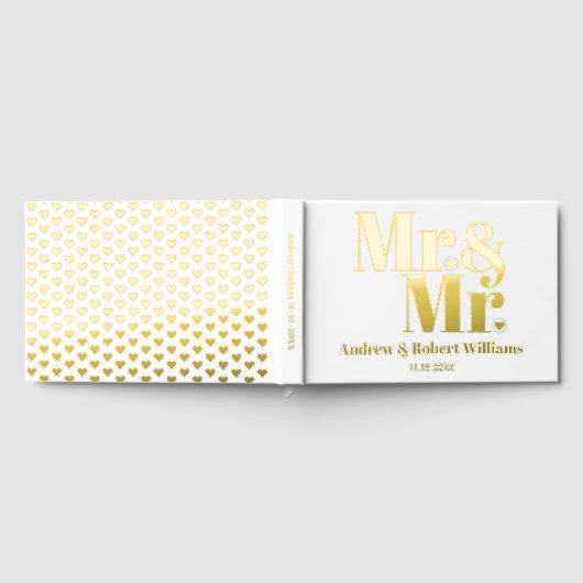 Goldfolie Mr. und Mr. typografisch weiße Homosexue Gästebuch (Voll)