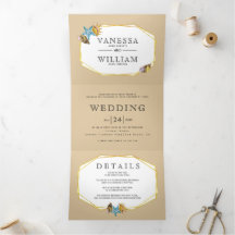 Goldfolie Muscheln Sandstrand Hochzeit