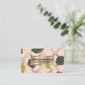 Goldfolie | Natürliches Blätter Muster Visitenkarte (Stehend Vorderseite)