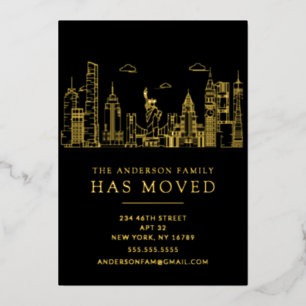 Goldfolie New York Cityscape Bewegliche Folien-Ein Folieneinladung