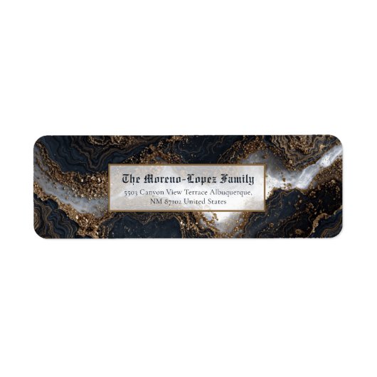 Goldfolie Obsidian Murmel Rücksendeadresse (Vorne)