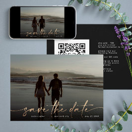 Goldfolie Onyx Black Modern Foto QR Code Save The Date