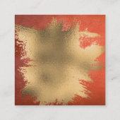 Goldfolie Orangefarbenes Ledergewebe Quadratische Visitenkarte (Rückseite)