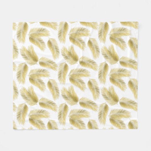 Goldfolie Palm Blätter Muster Fleecedecke (Vorderseite (Horizontal))