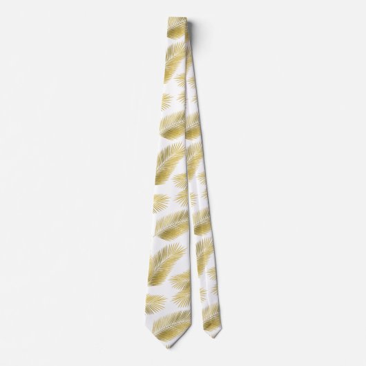 Goldfolie Palm Blätter Muster Krawatte (Vorderseite)