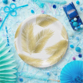 Goldfolie Palm Blätter Muster Pappteller (Party)
