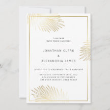 Goldfolie Palm Leaf Hochzeitseinladung