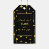 Goldfolie-Perlen auf moderne schwarze Hochzeit auf Geschenkanhänger (Rückseite)
