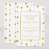 Goldfolie Perlen und Rahmen moderner Hochzeit Einladung (Vorne/Hinten)