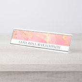 *~ Goldfolie Pink Peach Cosmic Universe AP3 Schreibtischnamensplakette (Vorderseite )