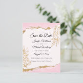 Goldfolie Pink Wasserfarben Save the Date Postkarte (Stehend Vorderseite)