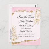 Goldfolie Pink Wasserfarben Save the Date Postkarte (Vorne/Hinten)