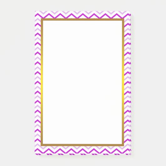 Goldfolie Pink Zickzack Zigzag Muster Post-it Klebezettel (Vorderseite)