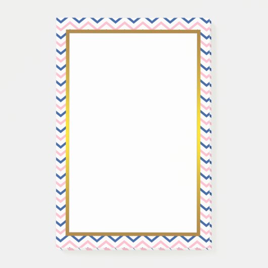 Goldfolie Pink Zickzack Zigzag Muster Post-it Klebezettel (Vorderseite)