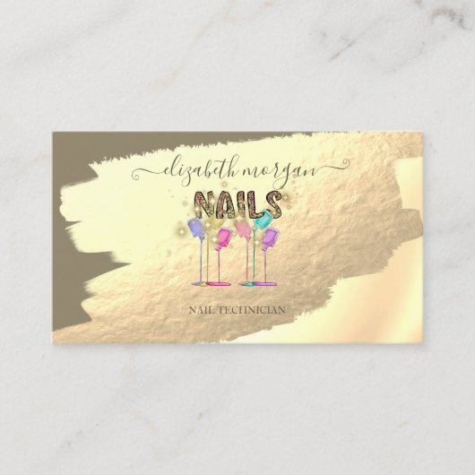 Goldfolie Pinselstrich Sparkle Nail Polnisch Visitenkarte (Vorderseite)