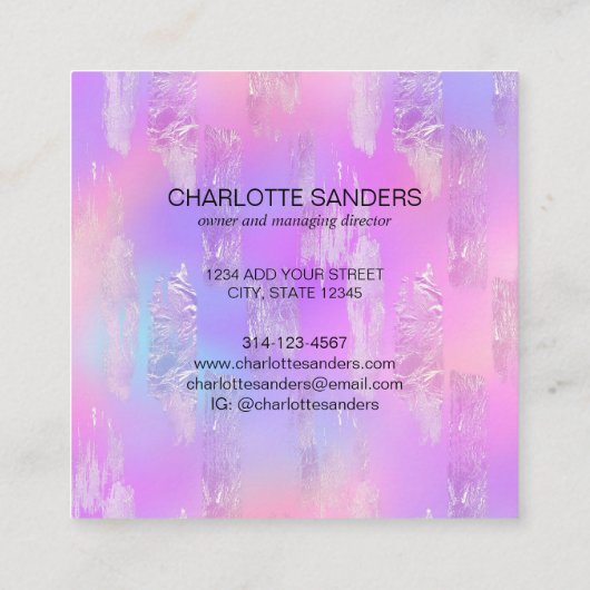 Goldfolie Quadratische Visitenkarte (Rückseite)