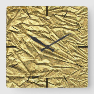 Goldfolie Quadratische Wanduhr