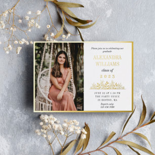 Goldfolie Rahmen & Florals Foto Abschluss Folie Folieneinladung