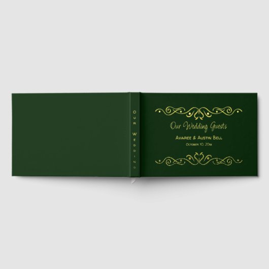 Goldfolie Rich Green Wedding Gästebuch (Voll)