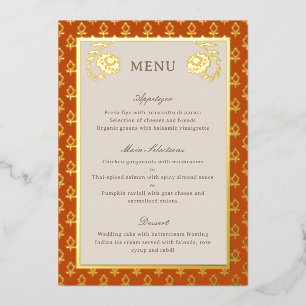 Goldfolie Ringelblumen Hochzeitsmenükarte Folieneinladung