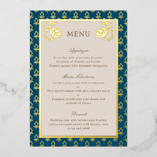 Goldfolie Ringelblumen Hochzeitsmenükarte Folieneinladung