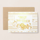 Goldfolie-Rose Aztec Typografie Einladung (Vorderseite mit Umschlag)