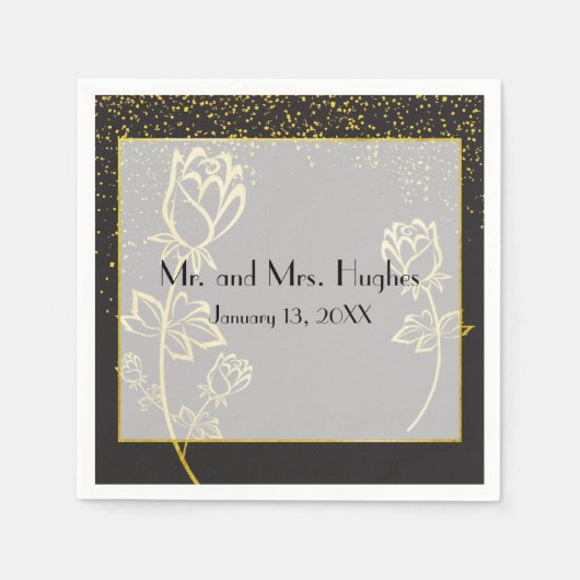 Goldfolie Rose Blume Wasserzeichen Serviette (Vorderseite)