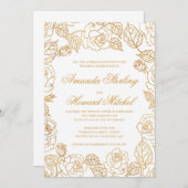 Goldfolie Rose schicke, moderne, elegante Hochzeit Einladung (Vorne/Hinten)