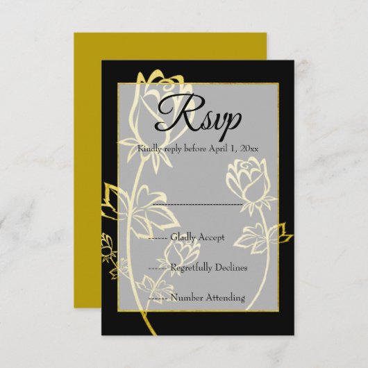 Goldfolie Rose Wasserzeichen-Hochzeit RSVP (Vorne/Hinten)