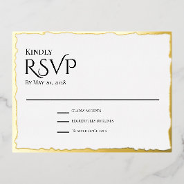 Goldfolie-RSVP-Karte mit unbeschnittenem Rand Folie Einladungspostkarte