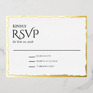 Goldfolie-RSVP-Karte mit unbeschnittenem Rand Folie Einladungspostkarte