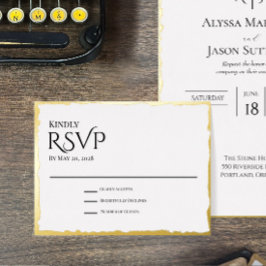 Goldfolie-RSVP-Karte mit unbeschnittenem Rand Folie Einladungspostkarte