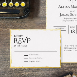 Goldfolie-RSVP-Karte mit unbeschnittenem Rand Folie Einladungspostkarte