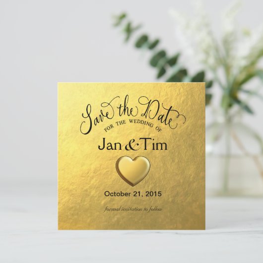 Goldfolie Save the Date (Stehend Vorderseite)