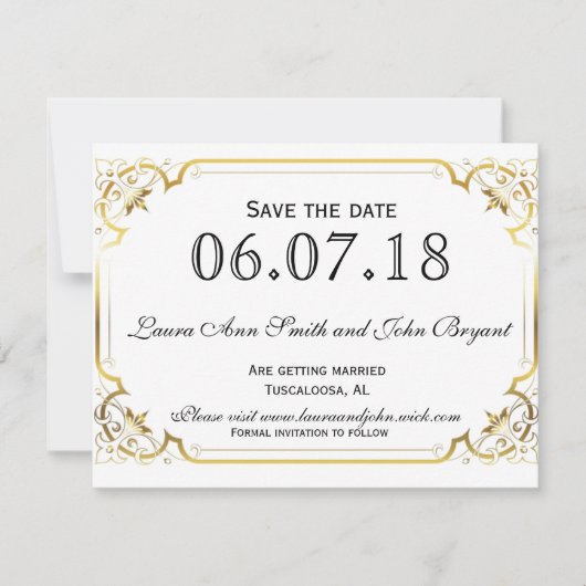 Goldfolie Save the Date Einladung (Vorderseite)