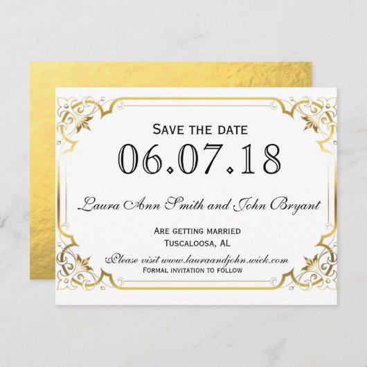 Goldfolie Save the Date Einladung (Vorne/Hinten)
