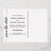 Goldfolie Save the Date Foto Hochzeit Moderne Folie Einladungspostkarte (Rückseite)